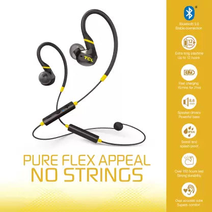 (Open Box) TCL ACTV100 Bluetooth (Monza Black, In the Ear)
