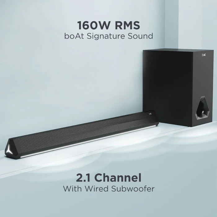 (Open Box) Boat Aavante Bar Aura BT Soundbar Subwoofer 160W, Black