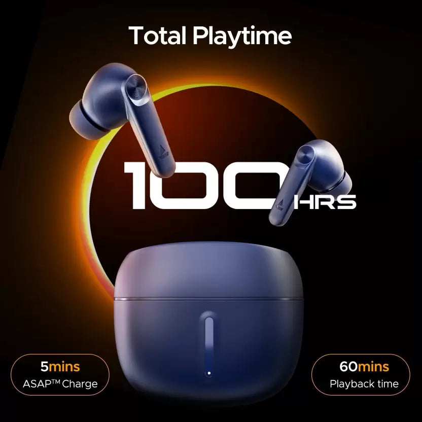 (Open Box) boAt Airdopes 200 Plus with 100 HRS Playback, Quad Mics ENx Technology & 13mm Drivers Bluetooth Headset (Bold Blue, True Wireless)