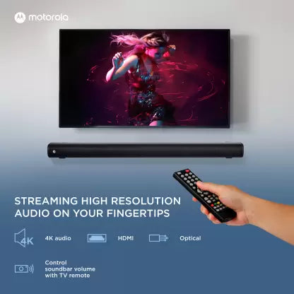 (Open Box) MOTOROLA AmphisoundX with HDMI Arc 100 W Bluetooth Soundbar (Metallic Grey, 2.0 Channel)