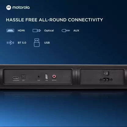 (Open Box) MOTOROLA AmphisoundX with HDMI Arc 100 W Bluetooth Soundbar (Metallic Grey, 2.0 Channel)