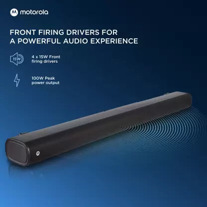 (Open Box) MOTOROLA AmphisoundX with HDMI Arc 100 W Bluetooth Soundbar (Metallic Grey, 2.0 Channel)