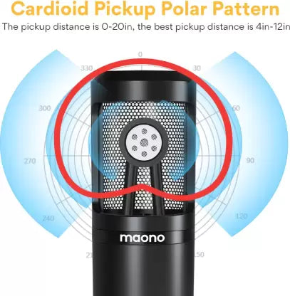 (Open Box) MAONO AU-PM360TR Condenser Podcast Microphone with Mic Gain. Computer Mic for Singing, Studio Recording, YouTube Microphone
