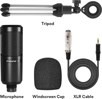 (Open Box) MAONO AU-PM360TR Condenser Podcast Microphone with Mic Gain. Computer Mic for Singing, Studio Recording, YouTube Microphone