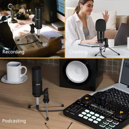 (Open Box) MAONO AU-PM360TR Condenser Podcast Microphone with Mic Gain. Computer Mic for Singing, Studio Recording, YouTube Microphone