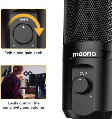 (Open Box) MAONO AU-PM461T Cardioid Studio Condenser with Metal Pop Filter Microphone