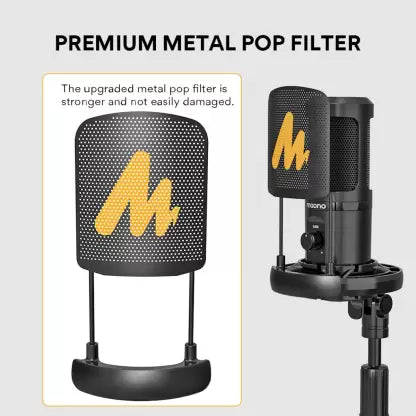 (Open Box) MAONO AU-PM461T Cardioid Studio Condenser with Metal Pop Filter Microphone