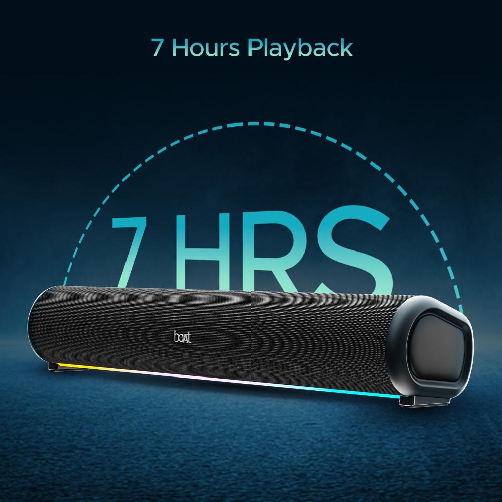 (Open Box) boAt Aavante Bar 950 Bluetooth Soundbar with 40 W Signature Sound, RGB LEDs, Dual Passive Radiators, Up to 7 hrs Playback, TWS Function, Inbuilt Mic, BT v5.3, TF Card, AUX Port (Premium Black)