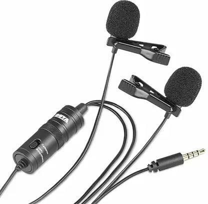 (Open Box) BOYA By-M1DM Dual omni-directional Lavalier with furry Windscreen Microphone