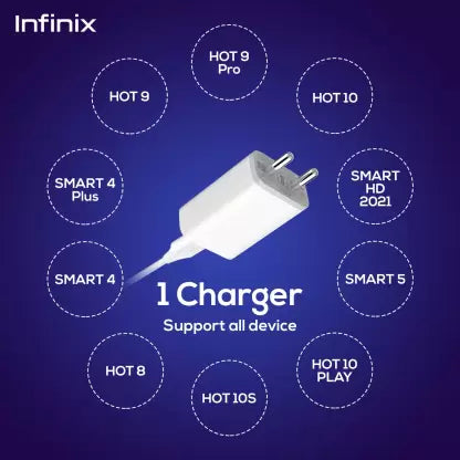 (Open Box)Infinix 10W Quick Charger combo for Infinx devices (MicroUSB - Cable Included) (White, Cable Included)