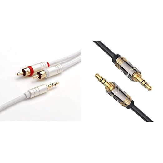 (Open Box) BlueRigger 3.5mm to RCA (2) Stereo Audio Cable (8 Feet / 2.4 Meters) & 3.5mm Male to Male Stereo Audio Cable – Supports iPhone, iPod, iPad, Kindle Fire, Android and other Smartphones