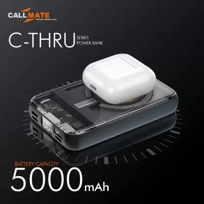 (Open Box) Callmate 5000 mAh 15 W Wireless Power Bank  (Transparent, Lithium Polymer, Fast Charging for Mobile)