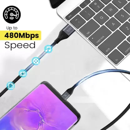 (Open Box) flix Micro USB Cable 2 A 1 m Flow 03M  (Compatible with Mobile, Tablet, TWS, Neckband,, Black, One Cable)