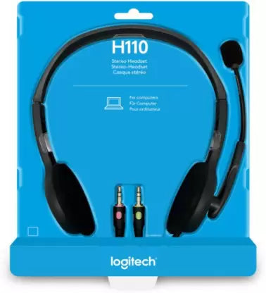 (Open Box) Logitech H110 (946-16) Wired Headset (Black, On the Ear)