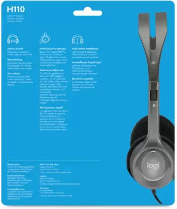 (Open Box) Logitech H110 (946-16) Wired Headset (Black, On the Ear)