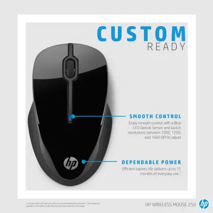 (Open Box) HP 250 Wireless Optical Mouse  (2.4GHz Wireless, Black)