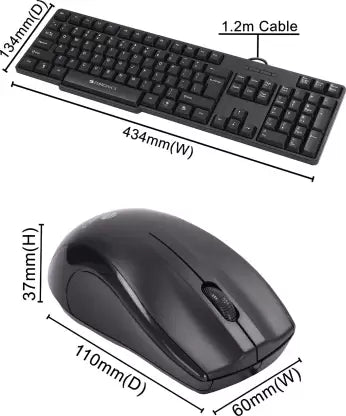 (Open Box) ZEBRONICS Zeb-Judwaa 750 Combo Wired USB Desktop Keyboard (Black)