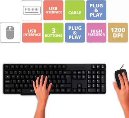 (Open Box) ZEBRONICS Zeb-Judwaa 750 Combo Wired USB Desktop Keyboard (Black)