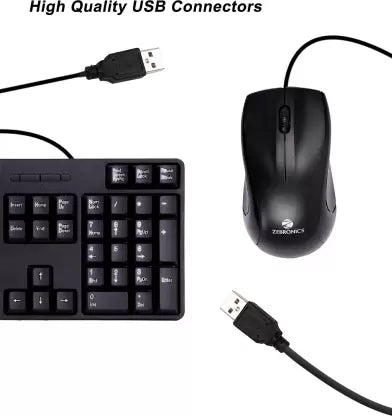 (Open Box) ZEBRONICS Zeb-Judwaa 750 Combo Wired USB Desktop Keyboard (Black)