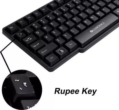 (Open Box) ZEBRONICS Zeb-Judwaa 750 Combo Wired USB Desktop Keyboard (Black)