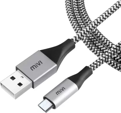 (Open Box) Mivi Micro USB Cable 2 A 1.8 M 6 Ft Long Nylon Braided Original Tough Black Micro  (Compatible with All Smartphones, Tablets and MP3 player, Multicolor, One Cable)