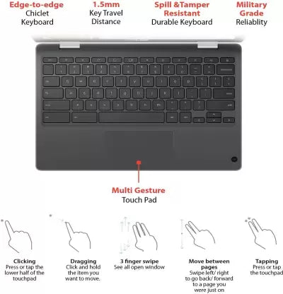 (Brand Refurbished) ASUS Chromebook Flip Touch Celeron Dual Core N4020 - (4 GB/64 GB EMMC Storage/Chrome OS) C214MA-BU0452 Chromebook (11.6 inch, Grey, 1.20 Kg)