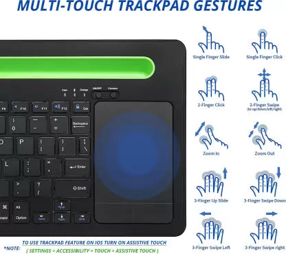 (Open Box) Zoook Fingerpad with Trackpad, Rechargeable battery (3 Devices Support) Bluetooth Multi-device Keyboard (Black)