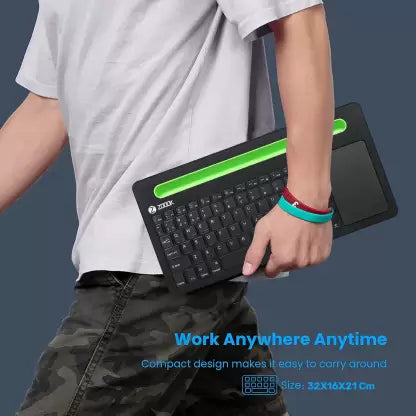 (Open Box) Zoook Fingerpad with Trackpad, Rechargeable battery (3 Devices Support) Bluetooth Multi-device Keyboard (Black)