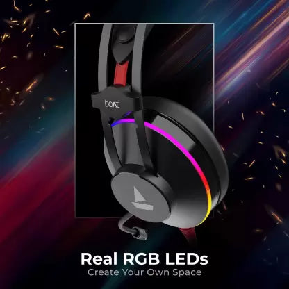 (Without Box) boAt Immortal IM400 Wired Gaming Headset (Black Sabre, On the Ear)
