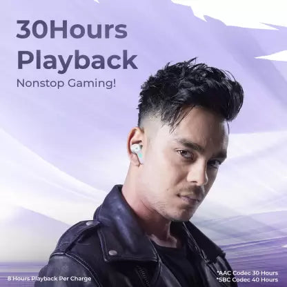 (Without Box) DEFY Gravity Turbo with Low Latency for Gaming, 30 Hours Playback, LED Lights Bluetooth Headset