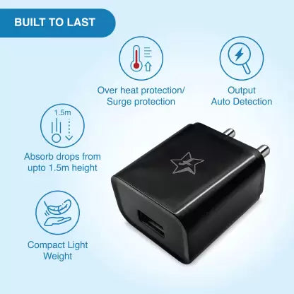 (Open Box)Flipkart SmartBuy 20 W 2.4 A Wall Charger for Mobile with Detachable Cable