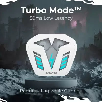 (Without Box) DEFY Gravity Turbo with Low Latency for Gaming, 30 Hours Playback, LED Lights Bluetooth Headset