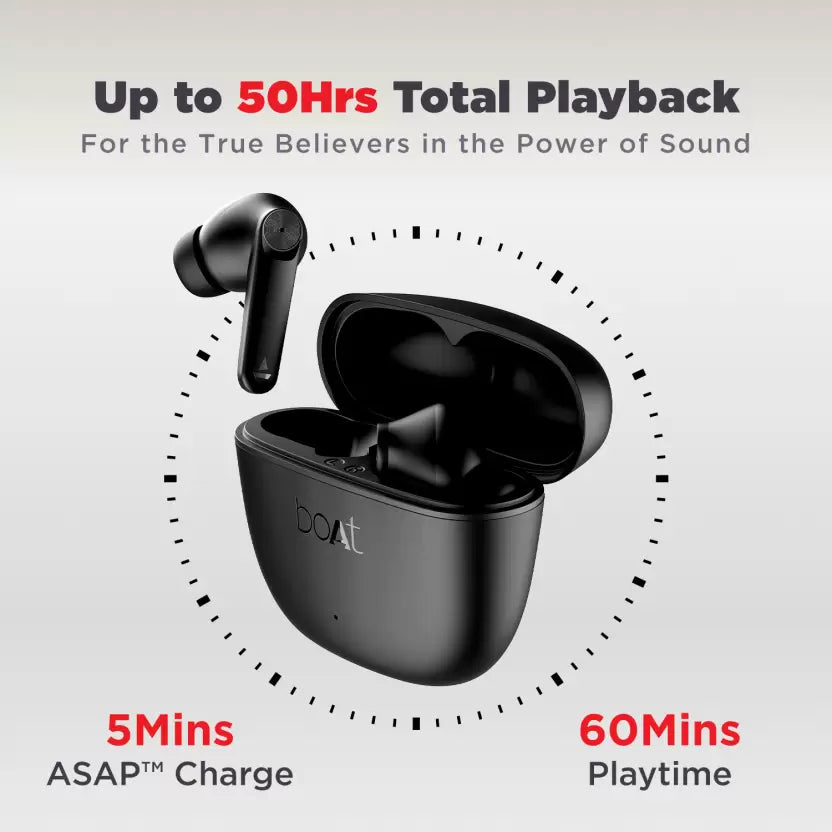 (Open Box) boAt Airdopes Atom 83 with 50Hrs Playback, Quad Mics ENx Technology & Beast Mode Bluetooth Headset