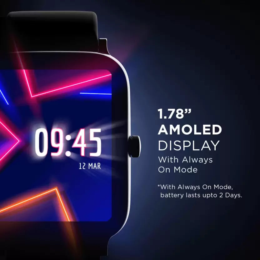 (Open Box) boAt Storm Pro Call with Bluetooth Calling, 1.78'' AMOLED Display and ASAP Charge Smartwatch (Black Strap, Free Size)