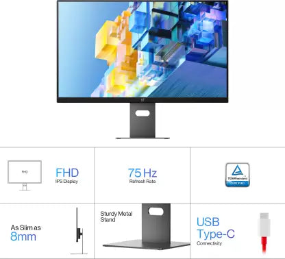 (Open Box) OnePlus 24 inch Full HD LED Backlit IPS Panel with 3-Side Bezel Less ,Slim as 8 mm, Flicker Free Monitor (E 24) (Response Time: 5 ms, 75 Hz Refresh Rate)