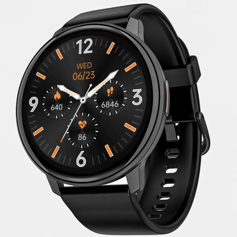 (Open Box) boAt Lunar Connect with ENx Technology for BT Calling & 1.28 HD Round Display Smartwatch (Active Black Strap, Free Size)
