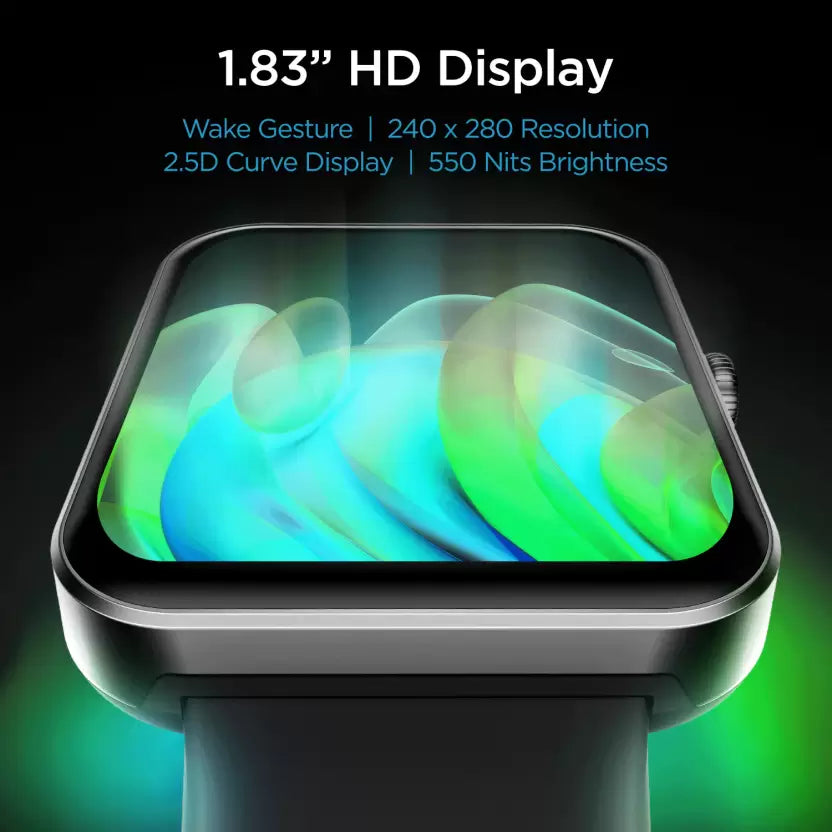 (Open Box) boAt Wave Flex Connect with 1.83" HD Display,Bluetooth Calling & Premium Metal Design Smartwatch (Active Black Strap, Free Size)