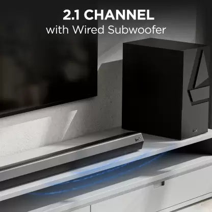 (Open Box) boAt Aavante Bar Thump with Wired Subwoofer, RMS 200 W Bluetooth Soundbar (Carbon Black, 2.1 Channel)