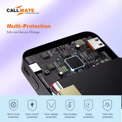 (Open Box) Callmate 20000 mAh Power Bank (15 W, Fast Charging)  (Black, Lithium Polymer)