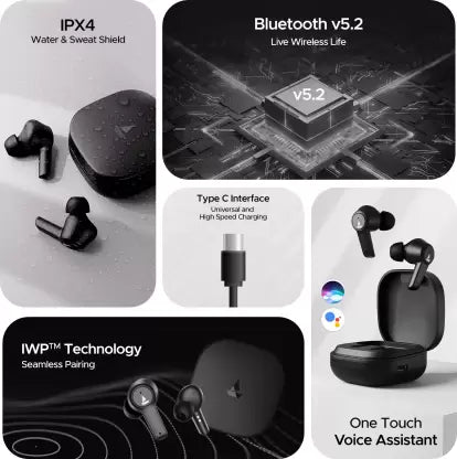 (Open Box) boAt Airdopes 411ANC with upto 17.5 Hours Playback and ASAP Charge Bluetooth Headset