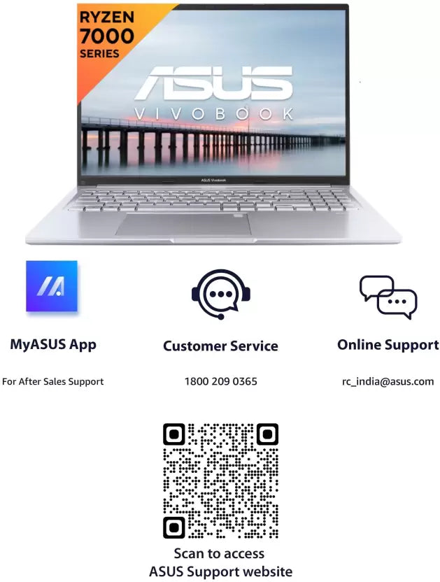 (Brand Refurbished) ASUS Vivobook 16 (2023) AMD Ryzen 7 Octa Core 7730U - (16 GB/512 GB SSD/Windows 11 Home) M1605YA-MB742WS Laptop (16 Inch, Cool Silver, 1.88 Kg, With MS Office)