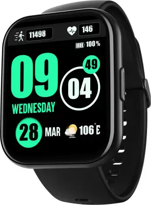(Without Box)boAt Wave Neo Plus with 1.96" HD Display, BT Calling, boAt Coins & Watch Face Studio Smartwatch (Active Black Strap, Free Size)