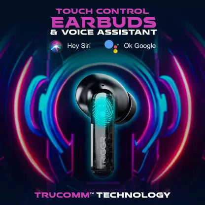 (OPEN BOX) TRIGGR Kraken X3 with RGB Lights, 40ms Latency, Quad ENC, Rapid Pair, 40H Battery, v5.3 Bluetooth (Black, True Wireless)