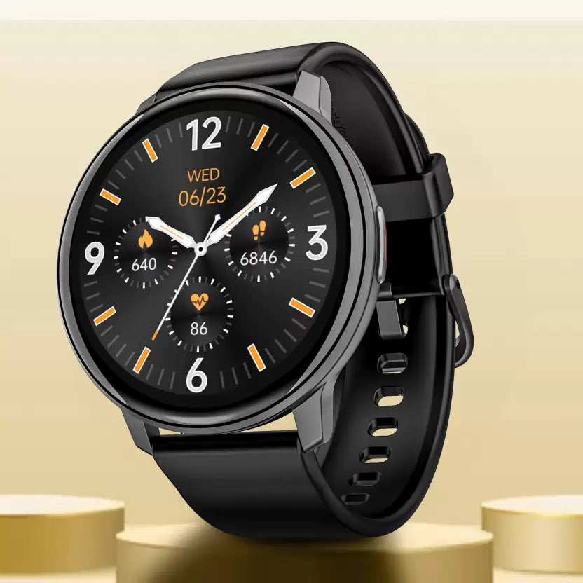 (Open Box) boAt Lunar Connect with ENx Technology for BT Calling & 1.28 HD Round Display Smartwatch (Active Black Strap, Free Size)
