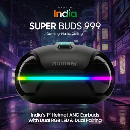 (OPEN BOX) Number Super Buds 999 40dB ANC Gaming TWS Earbuds,4 Mic ENC, 35ms Low Latency,2xPairing Bluetooth Headset