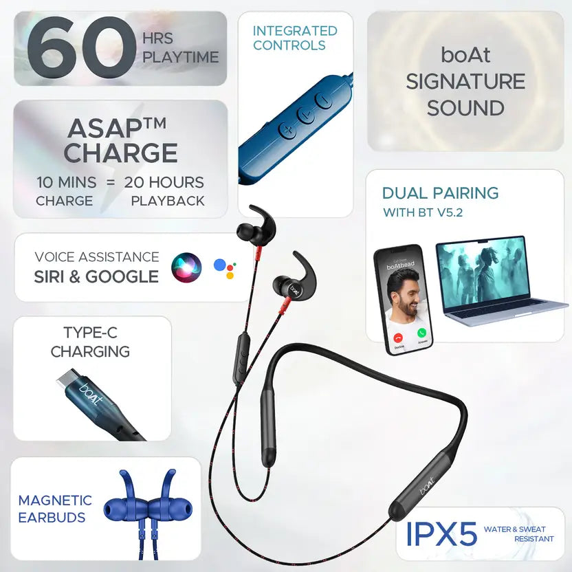 (Open Box) boAt Rockerz 333 Pro with 60 Hours Battery Bluetooth Headset