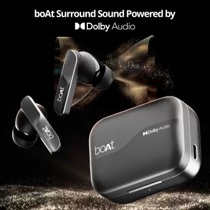 (Open box) boAt Airdopes 800 w/ Dolby Audio, 4 Mics AI-ENx Tech, Titanium Drivers & ASAP Charge Bluetooth (Interstellar Black, True Wireless)