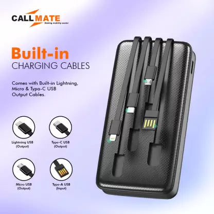 (Open Box) Callmate 20000 mAh Power Bank (15 W, Fast Charging)  (Black, Lithium Polymer)