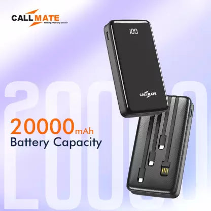 (Open Box) Callmate 20000 mAh Power Bank (15 W, Fast Charging)  (Black, Lithium Polymer)