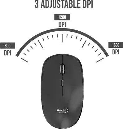 (Open Box) QUANTUM QHM260 with USB Nano Receiver & USB to Type-C Connector, 1600 DPI, 2.4 GHz Wireless Optical Mouse